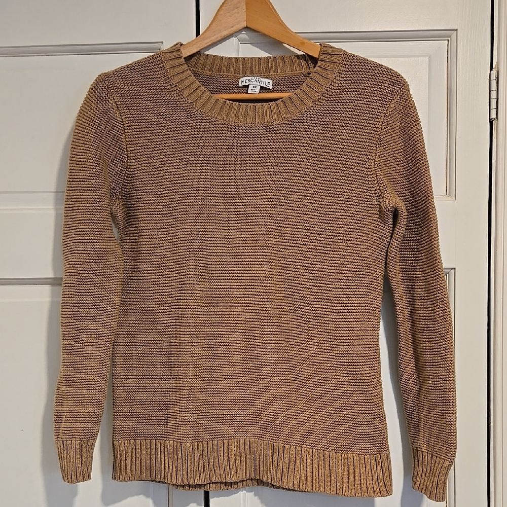J. Crew Tan Ribbed Scoop-Neck Sweater